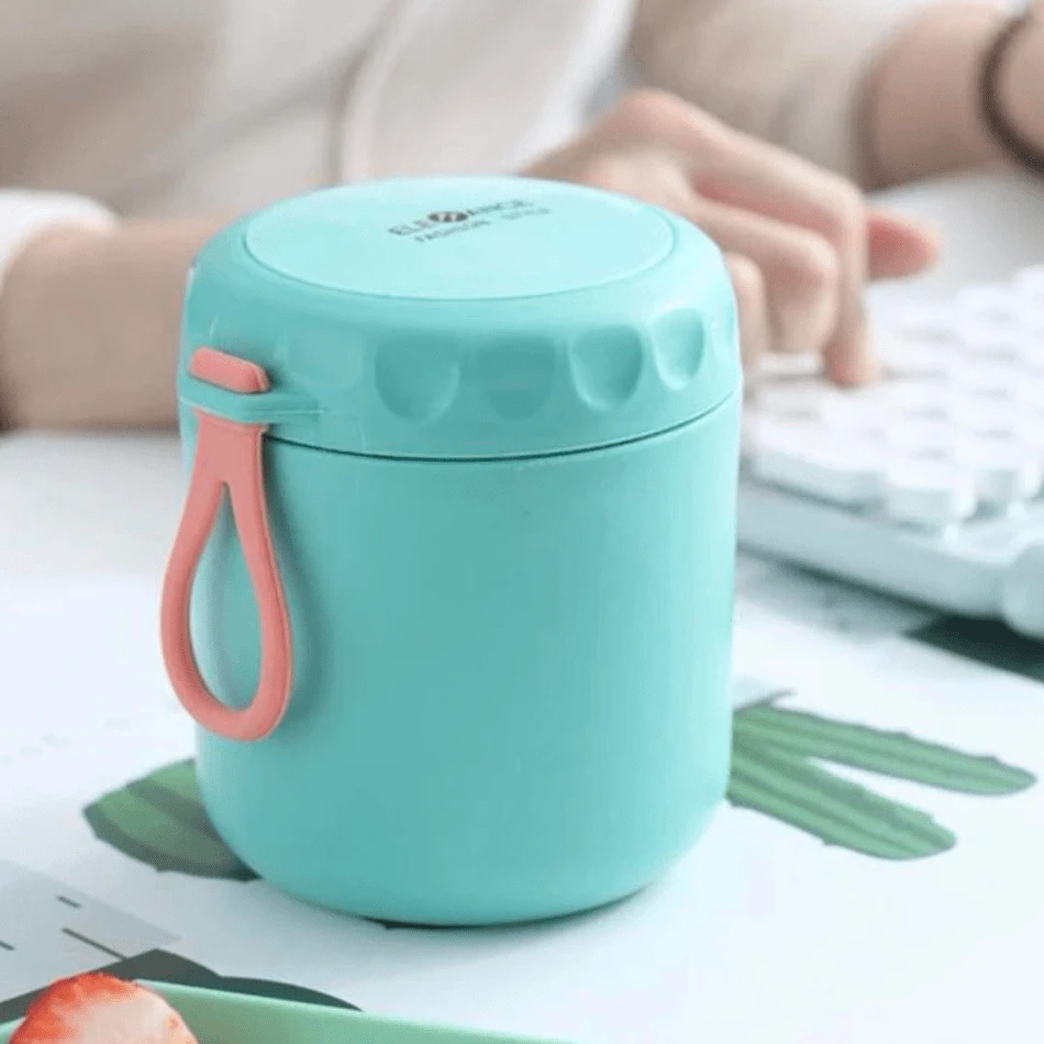 500ml Stainless Steel Thermal Lunch Box With Spoon - Mint Blue - View 1