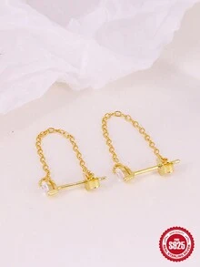 1 对奢华流苏 925 纯银耳环女士耳坠软骨精美珠宝婚礼派对周年纪念