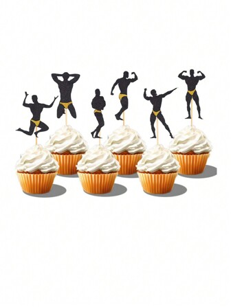 12 piezas Decoraciones para cupcakes con figuras de bailarines masculinos striptease, decoraciones para cupcakes despedida de soltera, suministros de decoración para fiesta de soltera, Navidad