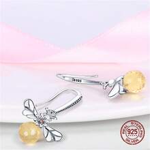 優雅女式蜜蜂創意手工耳環,輕奢水晶耳針,純銀飾品吊墜耳環1對