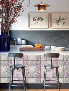 24pcs Nordic Style Self-adhesive Wall Stickers For Home Use, Suitable For Kitchen, Bathroom, Bedroom, Living Room, Restaurant. Waterproof, Oilproof, Damp-proof, Suitable For Decorating Tiles/bathroom Walls/floor Renovation - Grey - Grey - View 11