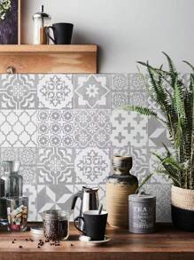 24pcs Nordic Style Self-adhesive Wall Stickers For Home Use, Suitable For Kitchen, Bathroom, Bedroom, Living Room, Restaurant. Waterproof, Oilproof, Damp-proof, Suitable For Decorating Tiles/bathroom Walls/floor Renovation - Grey - Grey - View 1