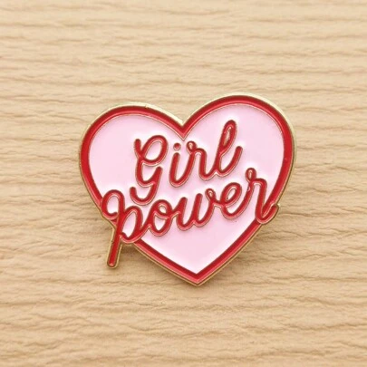 1pc Heart Give Power Letter Brooch Enamel Badge Jewelry Gift Zinc Alloy Gold Plated Valentines