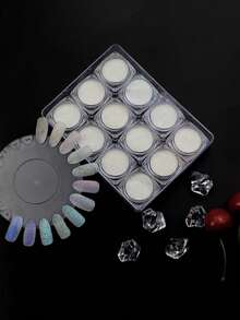 Polvo efecto Azucar para el arte de las uñas 12 pzs tonos claros, Efecto azucar para el arte de las uñas con 12 piezas - Multicolor - Ver 3