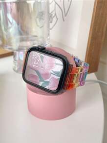 1 Đế sạc đế silicon màu hồng đơn giản Tương thích với Apple Watch Series 8/7/6/Se/5/4, Tương thích với Apple Watch 45/44/42/41/40/38mm Làm quà tặng cho học sinh đi học trở lại - Hồng - Xem 3
