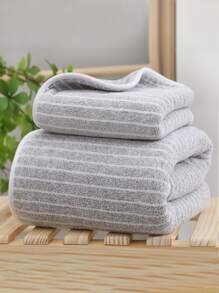 1入組灰色的條紋圖案超細纖維毛巾適用於沐浴,游泳,海灘,速乾 - 灰色 - 查看 1