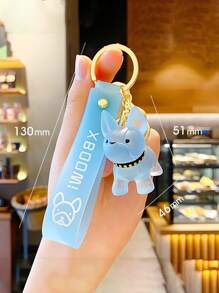 1pc Crystal French Bulldog Keychain Transparent Cute Cartoon Puppy Car Key Chain Couple Backpack Pendant - Baby Blue - View 4