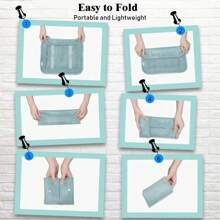 7 件/8 件套旅行收纳袋，衣服鞋子洗漱用品旅行收纳袋（米色、蓝色、灰色、粉色） - 藍色 - 查看 7