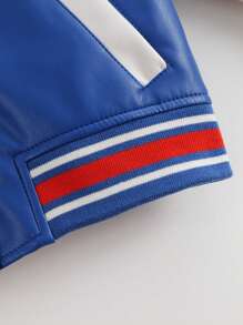 男小童學院風PU皮革飛行員夾克,秋天