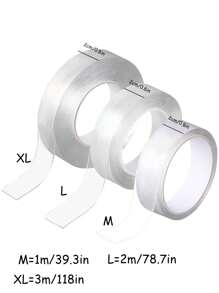 1pc透明纳米胶带可水洗可重复使用双面胶带粘性纳米无痕贴纸可移除万能胶纳米透明胶带亚克力双面胶防水无痕胶耐高温 - 無色 - 查看 8