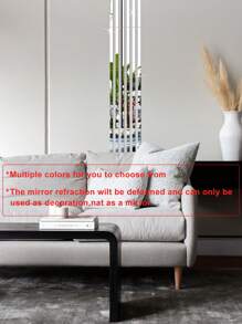 Self-Adhesive Acrylic Removable Rectangular Mirror Wall Sticker, DIY Decorative Decal, Available In Gold, Silver, Black, 10ces Per Pack, Wall Decoration, Creative Home/Office/Bedroom Wall Art Sticker, No Trace, Easy To Clean - Silver - View 6