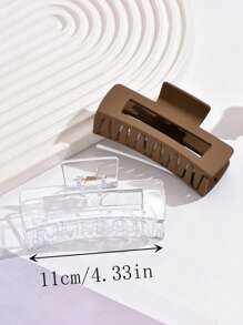 2pcs Women's Simple Coffee, Transparent & White Color Hair Claw Clips For Daily Use - Multicolor - View 2