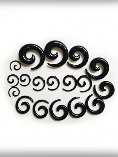 9par Svart Snigel Form Öronmätare Uppsättningar , Klassisk & Fashionabel Akryl Öra Stretchig Utrustning 14G-00G