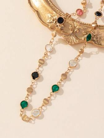 1 件优雅多色圆形装饰项链，适合派对/约会的礼物