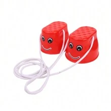 1 Par De Zapatos Zancos Con Cuerda Ajustable, De Plástico, Para Juegos De Entretenimiento En Interiores Y Exteriores - Rojo - Ver 3