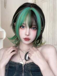 alicegarden 1 Piece Synthetic Heat-Resistant, With Bangs In Multicolor Wigs , 14 Inches Long, Made From Fiber, Stylish Wigs, Natural And Realistic Wig(Excluding Accessories)