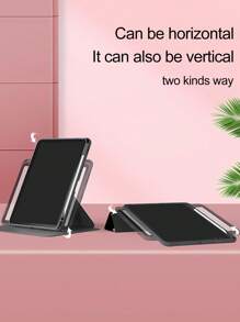 1 件 720° 旋转水晶透明亚克力透明后盖防震保护壳兼容 iPad，支持睡眠/唤醒功能 - 黑色 - 查看 3