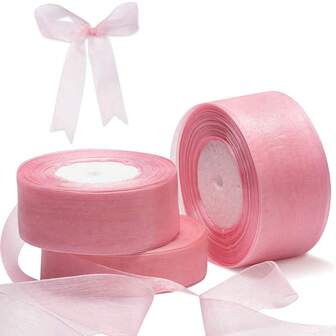 1卷50碼透明紗綢緞帶禮品包裝婚禮花束裝飾