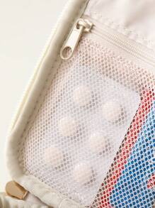 1pc Portable Travel Medicine Bag, Minimalist Pu Leather First Aid Kit Pouch For Business Trip And Tourism Storage For Travel Storage Bag,Makeup Bag,Cosmetic Bag,Vacation Organizer,Large Capacity Makeup Organizer Makeup Case, For Lipstick, Brush, Skincare, Mobile Phone, Coin, Small Items, For Home,Gift,Vacation And Festival Halloween Christmas Multifunctional Use,Boho Vibes - Beige - View 4