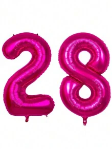 2入組巨型粉紅色數字鋁箔氣球32英寸生日氣球，26或62歲生日裝飾，適用於聖誕新年婚禮生日聚會用品 - 28 - 查看 1