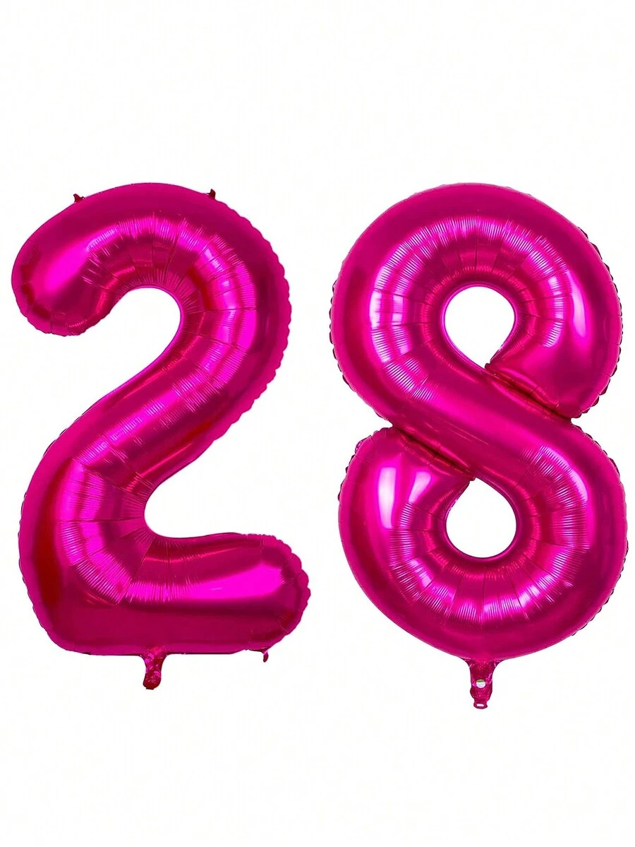 2入組巨型粉紅色數字鋁箔氣球32英寸生日氣球，26或62歲生日裝飾，適用於聖誕新年婚禮生日聚會用品 - 28 - 查看 1
