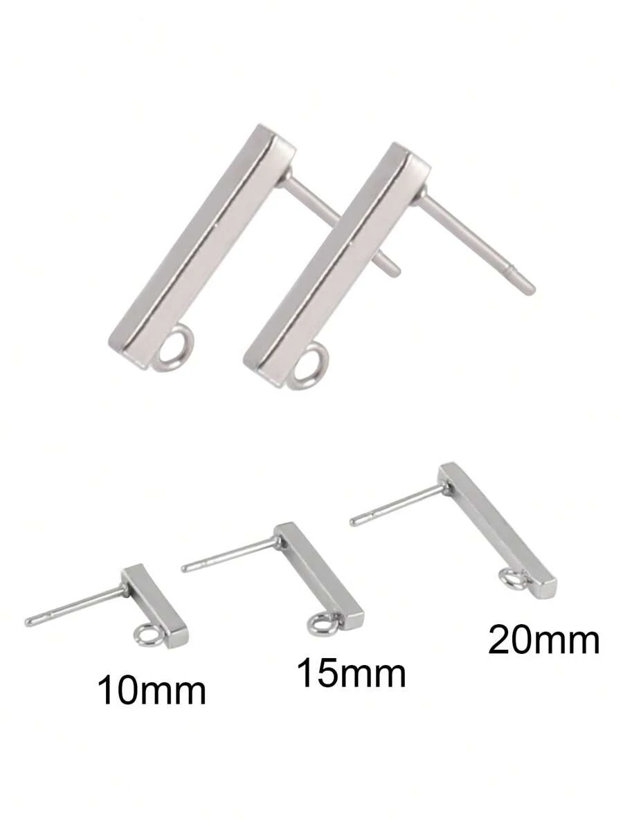 20 件不锈钢耳环配件几何耳钉耳柱适用于 DIY 耳环首饰制作配件 - 銀色 - 查看 1