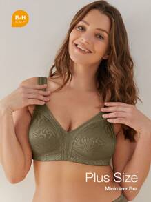 Wingslove Plus Jacquard Wireless Minimizer Bralet - Khaki - View 2