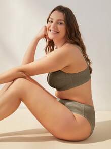 Wingslove Plus Jacquard Wireless Minimizer Bralet - Khaki - View 6