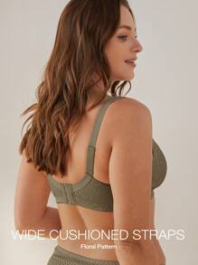 Wingslove Plus Jacquard Wireless Minimizer Bralet - Khaki - View 3