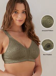 Wingslove Plus Jacquard Wireless Minimizer Bralet - Khaki - View 5