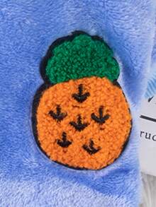 1件寵物珊瑚絨四腳連帽毛衣,可愛水果圖案,加厚保暖秋冬狗貓衣服 - 藍色 - 查看 6