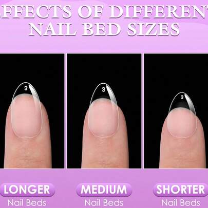 600入組超小號短杏仁形壓克力全覆蓋雕塑軟凝膠指甲貼,人工假甲美容院用品