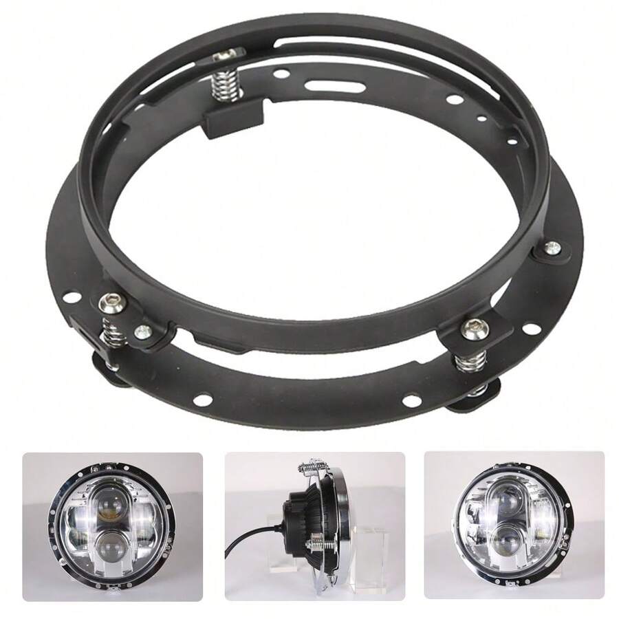 1pc Black 7-inch Led Headlight Ring Type Headlight Bracket For Jk Tj And For Road King - Black - View 1