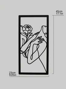 1 件簡約金屬牆壁藝術畫美麗的女人和玫瑰適合家居客廳臥室裝飾