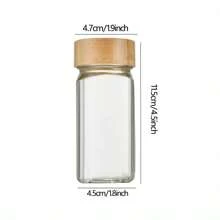12Pcs Glass Spice Jars with Labels - Square Spice Bottles Containers, Condiment Pot - Shaker Lids and Wooden lid - Silicone Collapsible Funnel Included - Brown - View 5