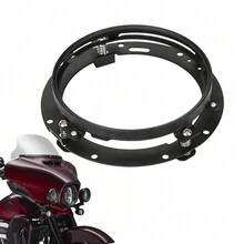 1pc Black 7-inch Led Headlight Ring Type Headlight Bracket For Jk Tj And For Road King - Black - View 4