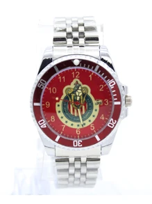 Reloj Caballero Chivas Guadalajara Futbol Soccer Fechador Metal Cuarzo - Plateado - Ver 1