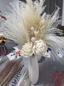 50PCS White Rabbit Tail & Pampas Grass Bouquet - Perfect For Diy Flower Arrangement, Wedding, Home Decor, Etc!, Valentine Day, Gift Gifts Birthday Graduation - Multicolor - View 9
