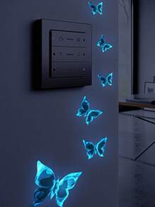 1set Glow Butterfly Wall Decals Blue Luminous Butterfly Glow In The Dark Wall Stickers DIY Decor For Kid Girl Bedroom Bathroom Decorations (Five Sets Of Main Image Effects Need To Be Purchased), Stickers, Wall Decal, Vinyl Decal For Home Decorations, Spring Decoration Items Refresh Your Home, Festival Decoration Stickers Gifts Birthday Graduation