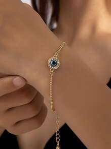 Vòng tay trang trí đá mắt quỷ Unisex có thể điều chỉnh - Vàng - Xem 1