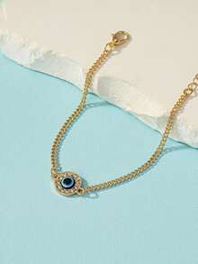 Vòng tay trang trí đá mắt quỷ Unisex có thể điều chỉnh - Vàng - Xem 3