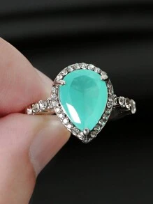 4-Piece Banquet Fashion Elegant Lake Blue Cubic Zirconia Exquisite And Gorgeous Decoration Jewelry Set Ring Earrings Necklace Women's Date Party Wedding Engagement Jewelry Accessories Valentine's Day Gift,Mom,Mother,Mother's Day,Gift