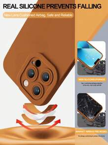 1pc Khaki-color Shockproof Phone Case With Camera Protection Compatible With Iphone