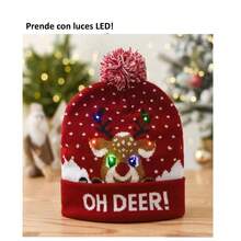 Gorro navideño diseño de reno con luces LED - Multicolor - Ver 2