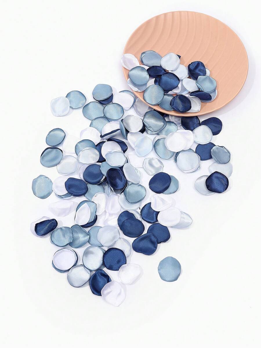 100入組彩色混合人造絲綢軟紗玫瑰花瓣,diy婚禮派對裝飾用品 - 彩色 - 查看 1