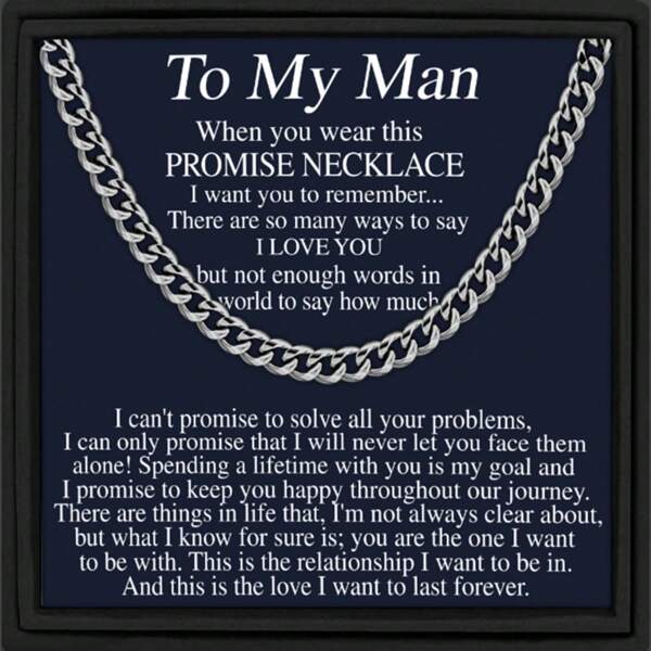 To My Man Promise Necklace Link Chain Necklace,Card&Box