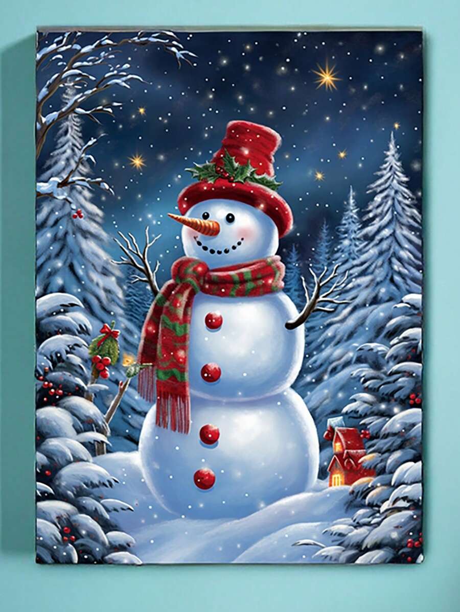 兒童diy鑽石畫套裝,聖誕節卡通可愛的雪人鑽石藝術套裝,適合初學者5d Diy聖誕節全鑽油畫手工藝品,可用於家庭派對海報牆藝術裝飾30x40cm無邊框