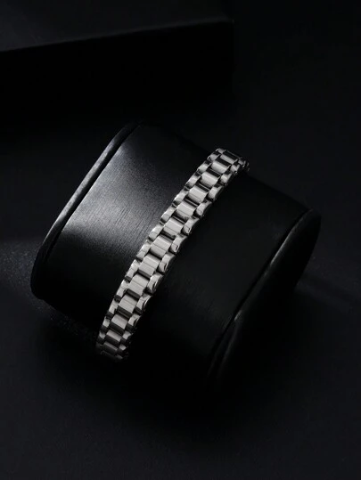 1 件简约时尚银色不锈钢手链，适合男士、女士和情侣，优雅时尚的配饰，适合日常佩戴、聚会、约会和送礼，独特的设计，必备时尚单品