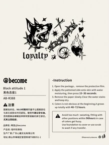 1Tờ Miếng dán hình xăm chữ và hình trái tim giả chống thấm nước bền lâu dùng trang trí tiệc & lễ hội Halloween - màu đen - Xem 5