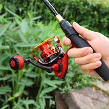 Sougayilang伸缩式钓竿和渔线轮套装，1.8-2.4米钓竿，5.2:1齿轮比，14轴承纺车轮，适用于鲤鱼垂钓。 - 黑色 - 查看 7